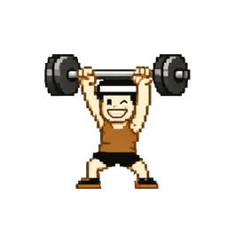 Everything Fine mascot lifting weights